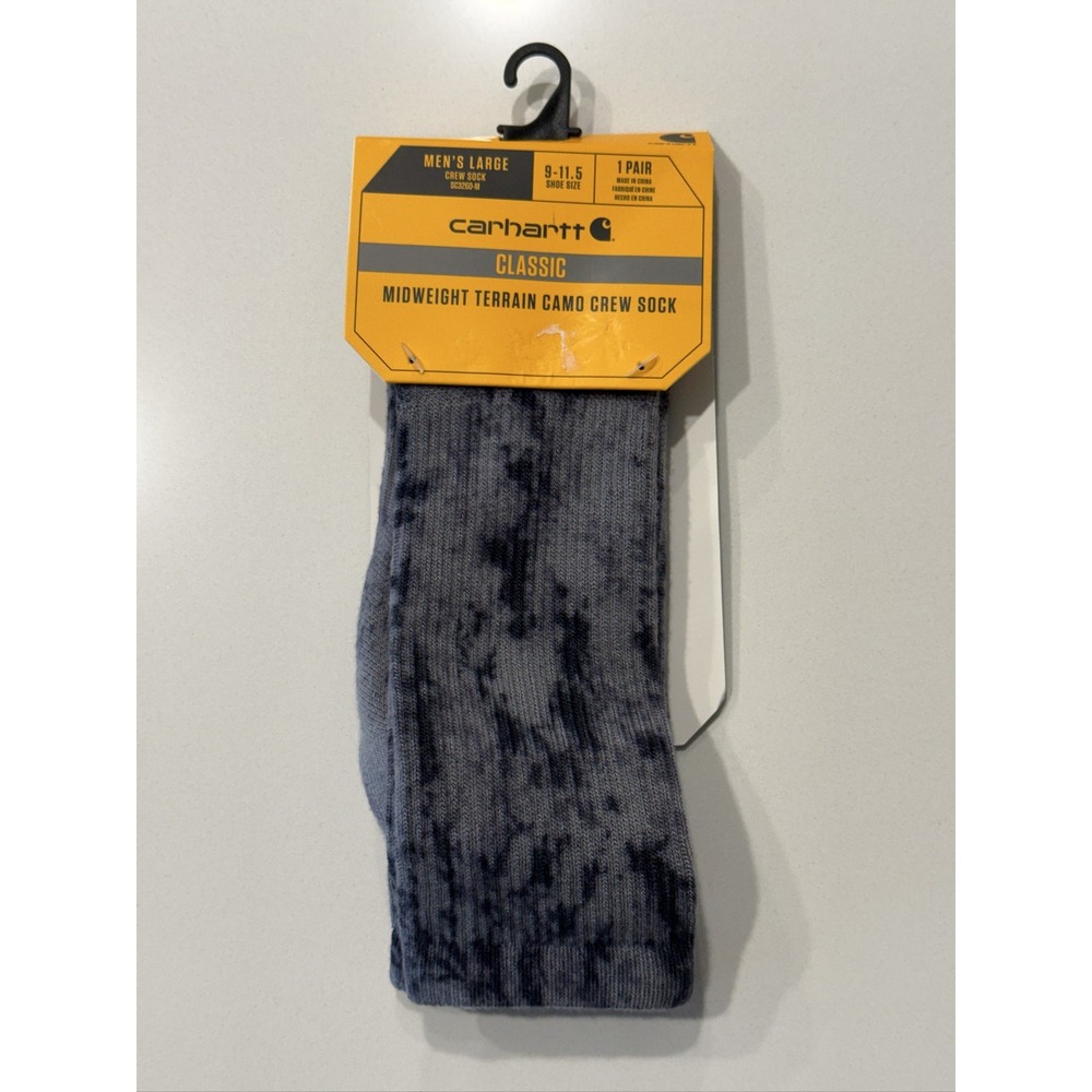 Carhartt Midweight Terrain Camo Crew Socks Men's Steel Large SC3260-M